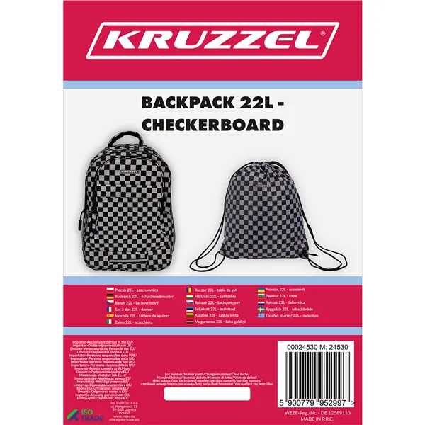 Seljakott 22L - ruuduline Kruzzel 24530