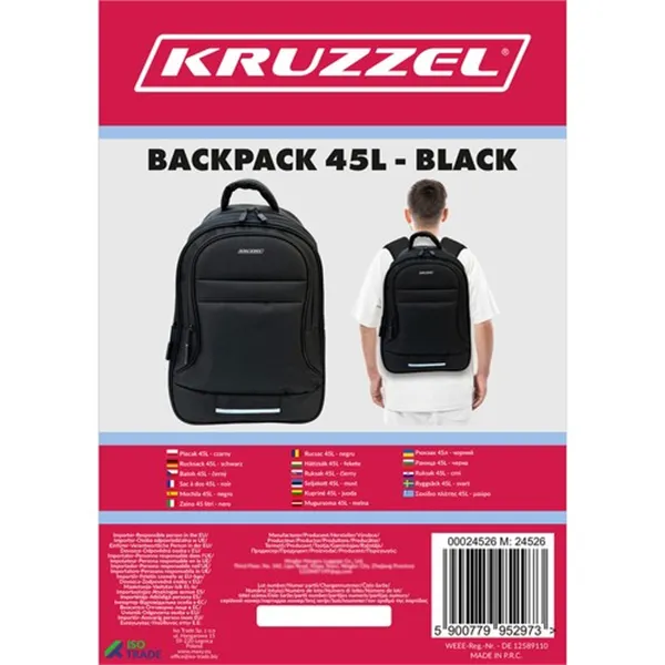 Reppu 45L - musta Kruzzel 24526