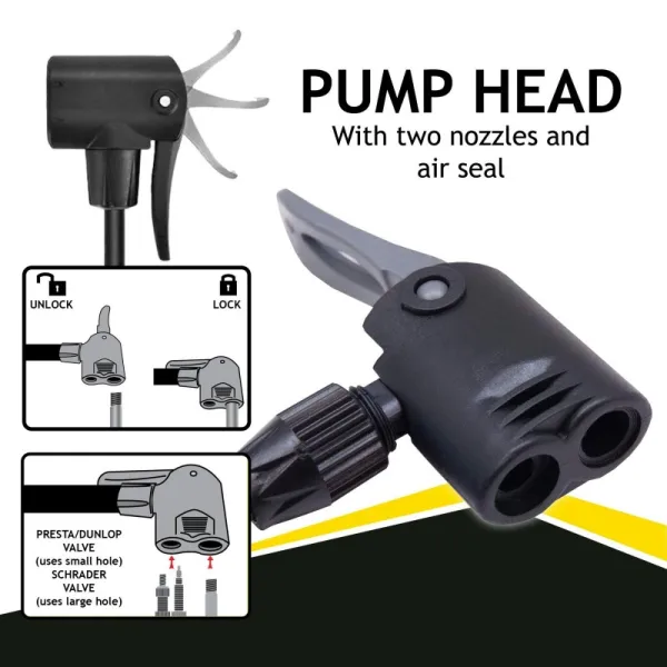 Dunlop - Floor pump for bikes, balls, mattresses with pressure gauge (Black)