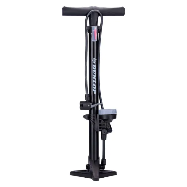 Dunlop - Floor pump for bikes, balls, mattresses with pressure gauge (Black)