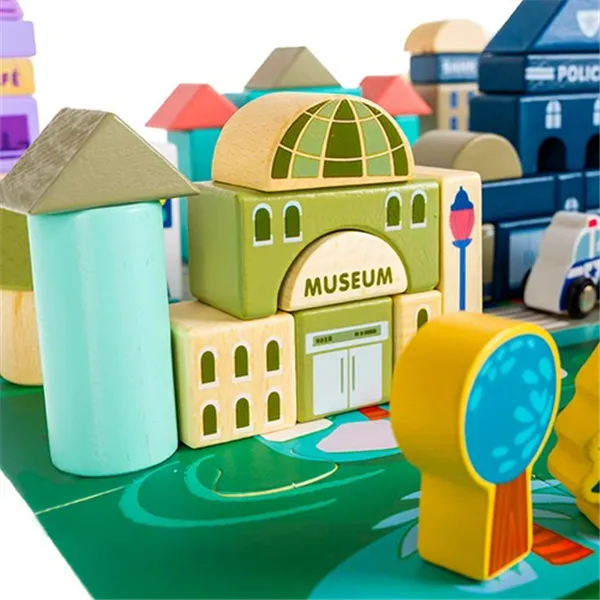 Wooden blocks 115 pcs - city 23519