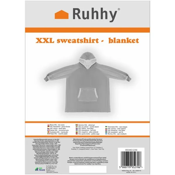 XXL-collegepaita - harmaa peitto Ruhhy 24402