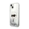 Karl Lagerfeld Liquid Glitter NFT Karl's Head - Case for iPhone 14 Plus (Silver)