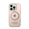 Guess Gold Outline Translucent MagSafe - Case for iPhone 14 Pro (Pink)