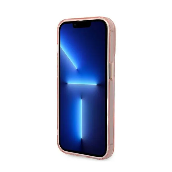 Guess Gold Outline Translucent MagSafe - Case for iPhone 14 Pro (Pink)