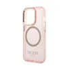 Guess Gold Outline Translucent MagSafe - Case for iPhone 14 Pro (Pink)