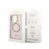 Guess Gold Outline Translucent MagSafe - Case for iPhone 14 Pro (Pink)