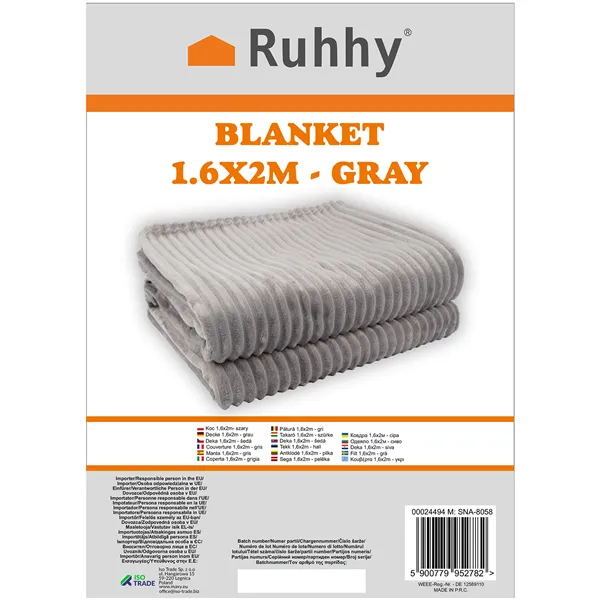 Viltti 1,6x2 m - harmaa Ruhhy 24494