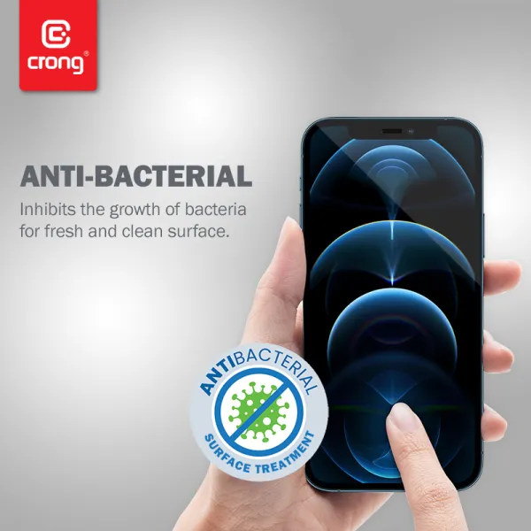 Crong Anti-Bacterial 3D Armor Glass – 9H tempered glass for the entire iPhone 12 Pro Max screen + installation frame
