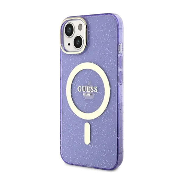 Guess Glitter Gold MagSafe - Casse for iPhone 14 Plus (Purple)