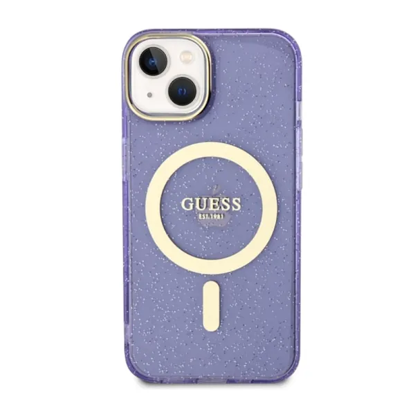 Guess Glitter Gold MagSafe - Casse for iPhone 14 Plus (Purple)