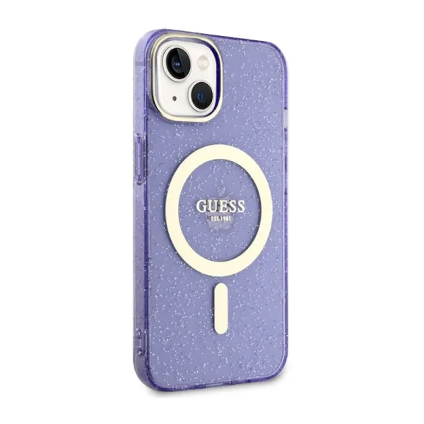 Guess Glitter Gold MagSafe - Casse for iPhone 14 Plus (Purple)