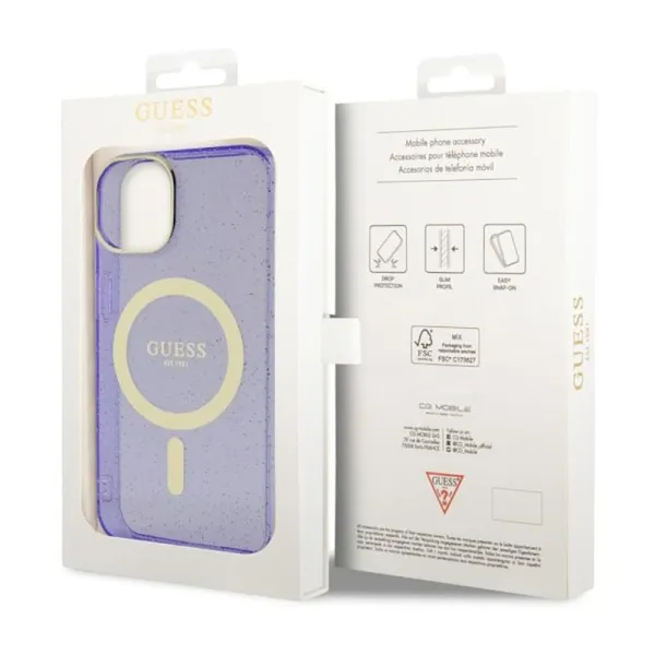 Guess Glitter Gold MagSafe - Casse for iPhone 14 Plus (Purple)