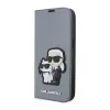 Karl Lagerfeld Booktype NFT Saffiano Karl & Choupette - Case for iPhone 14 Pro (Silver)