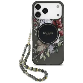 Guess IML Flowers Electro Pearl Strap MagSafe - Case iPhone 17 Pro Max (black)