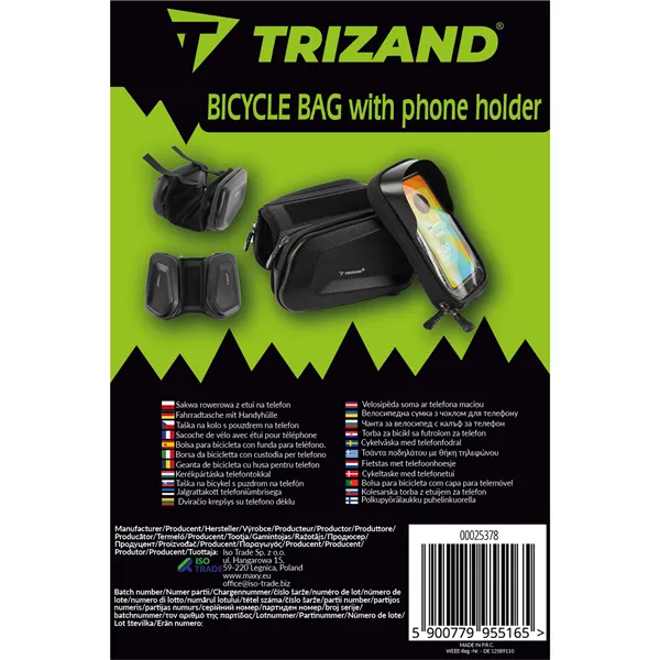 Trizand 25378 pyöränlaukku puhelinkotelolla