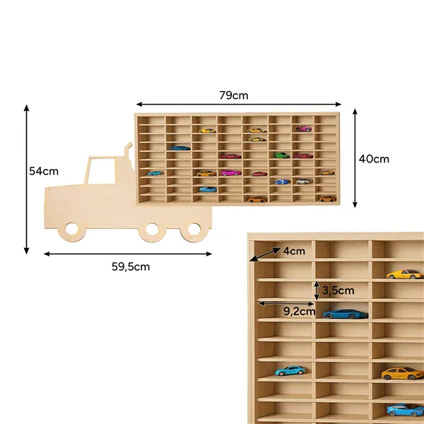 Wooden shelf for cars - Kruzzel 26582 truck