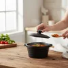 Alpina - Ceramic ovenproof dish with lid, round, 13x10 cm, 210 ml (black)