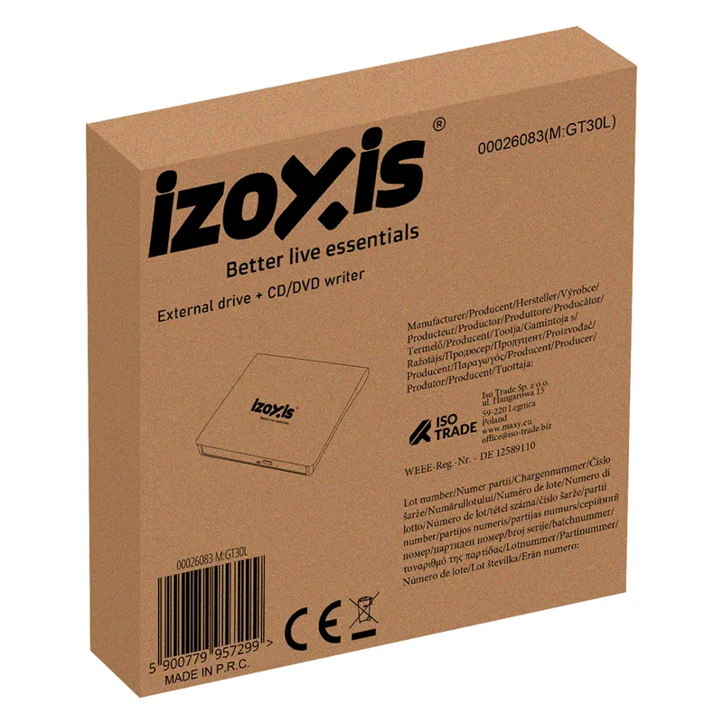 Išorinis diskas + CD/DVD įrašymo įrenginys Izoxis 26083