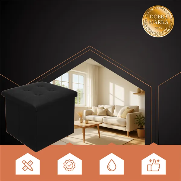 Folding pouffe black Ruhhy 25779