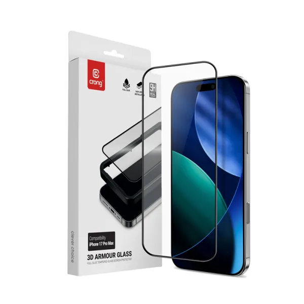 Crong 3D Armor Glass - Tempered glass iPhone 17 Pro Max + installation frame