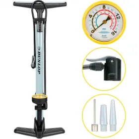 Dunlop - Floor pump for bikes, balls, mattresses with pressure gauge (Blue)