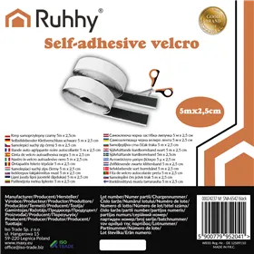 Pašlīmējošais Velcro līplente melna 5m x 2.5cm Ruhhy 24237