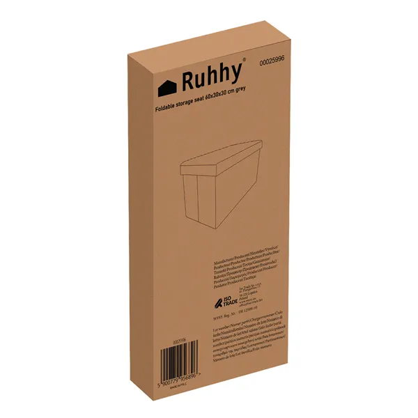 Pelēks auduma pufs 60x30x30 cm Ruhhy 25996