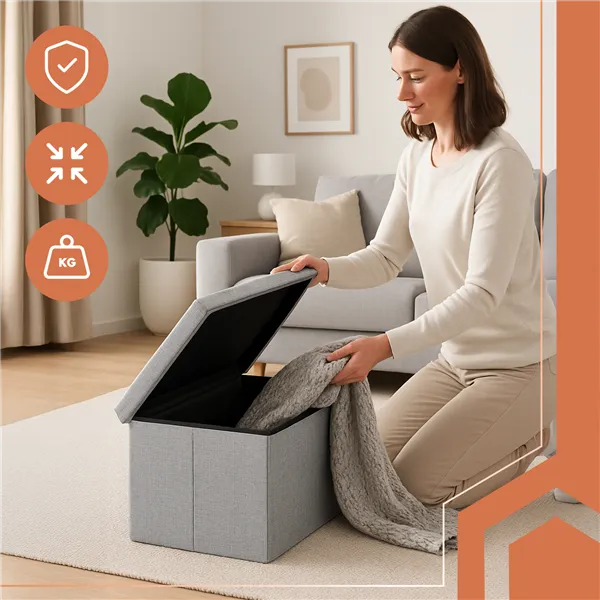Pelēks auduma pufs 60x30x30 cm Ruhhy 25996