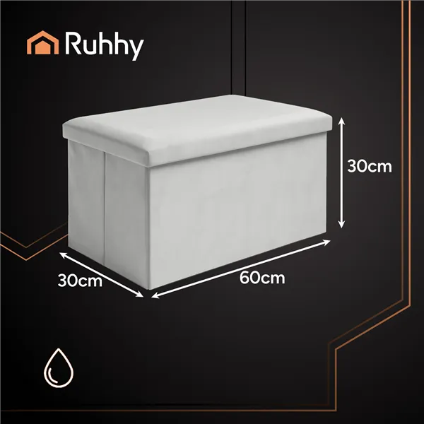 Pelēks samta pufs 60x30x30 cm Ruhhy 25994