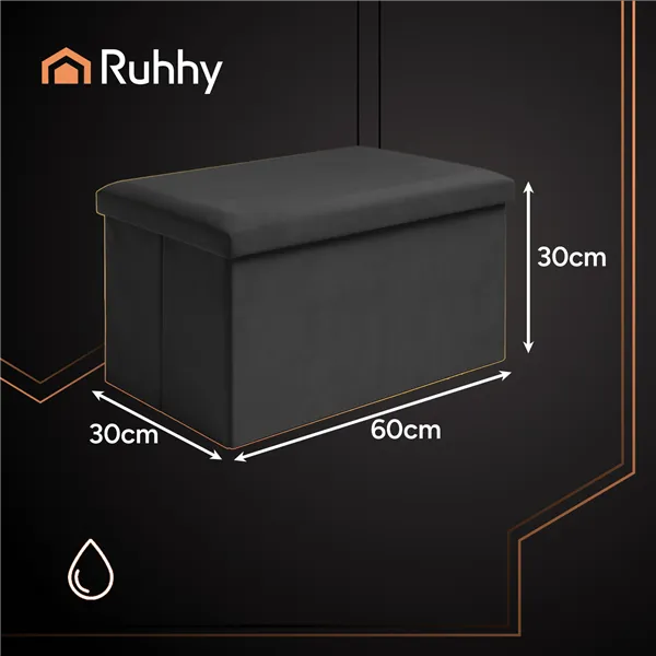 Musta samettinen rahi 60x30x30 cm Ruhhy 25995
