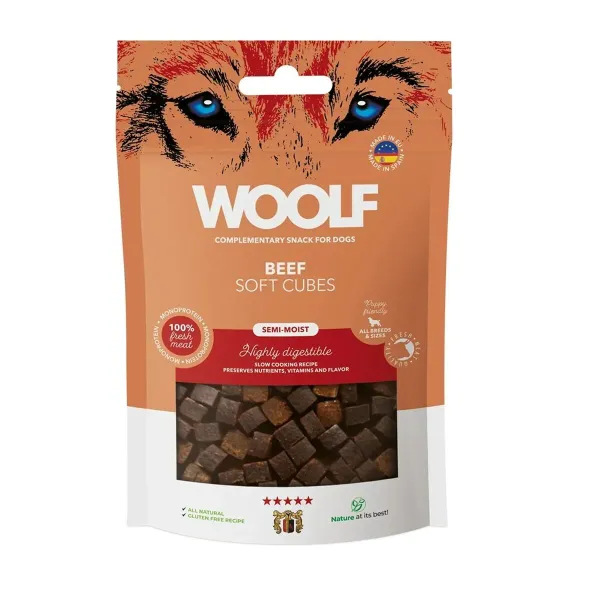 Koera suupiste Woolf Soft Cubes Beef Veiseliha 100 g