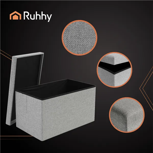 Пуф из серой ткани 76x38x38см Ruhhy 26131