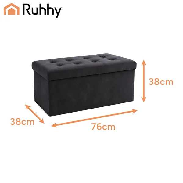 Pilkas aksominis pufas 76x38x38cm Ruhhy 26130