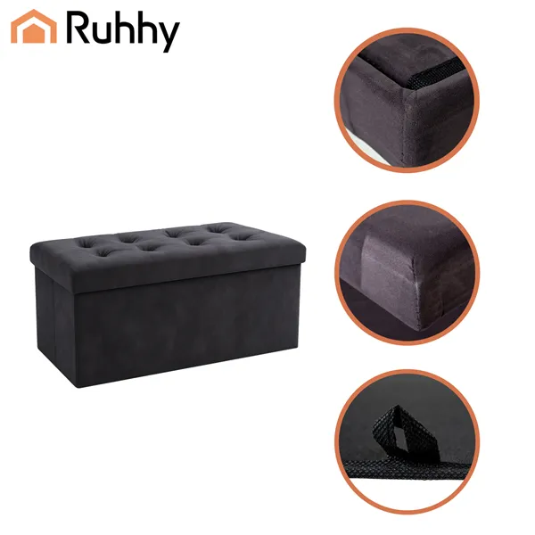 Harmaa samettinen rahi 76x38x38cm Ruhhy 26130