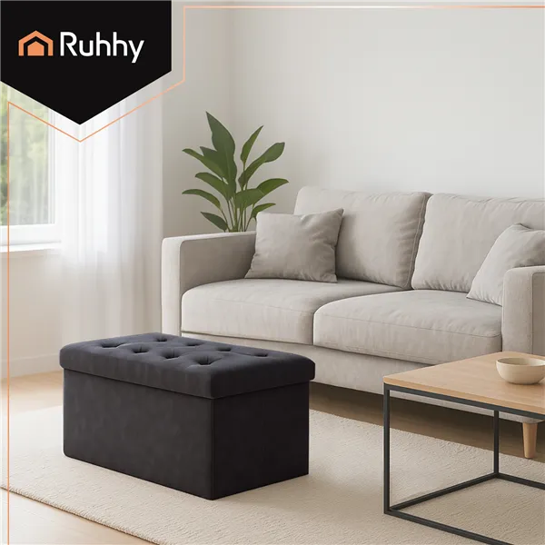 Gray velvet pouf 76x38x38cm Ruhhy 26130