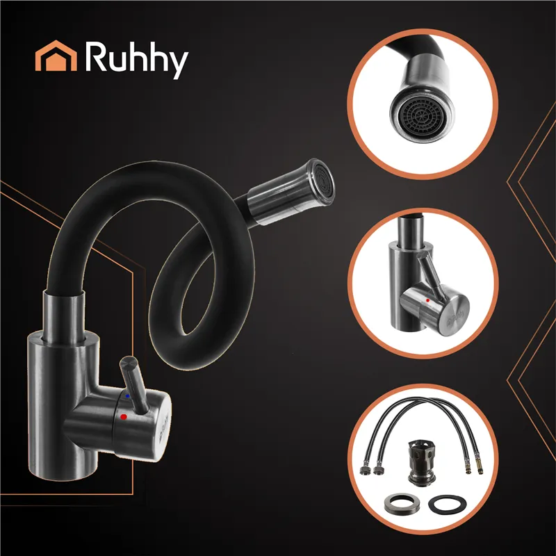 Кухонный смеситель с гибким изливом Ruhhy 26324