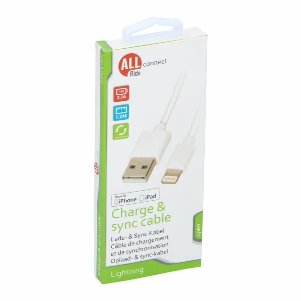 USB-Lightning Kaabel All Ride Valge 1,2 m
