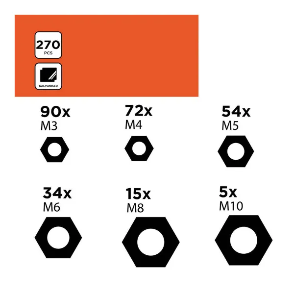 Set Гайки Black & Decker 270 Предметы