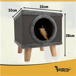 Kaķu gulta - mājiņa uz kājām Purlov 26215