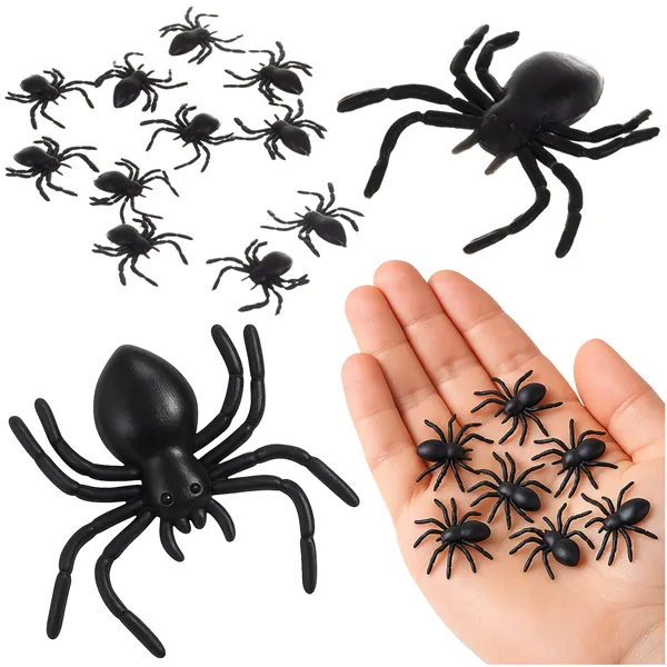 Plastic spiders - decoration - 10 pcs Ruhhy 26028