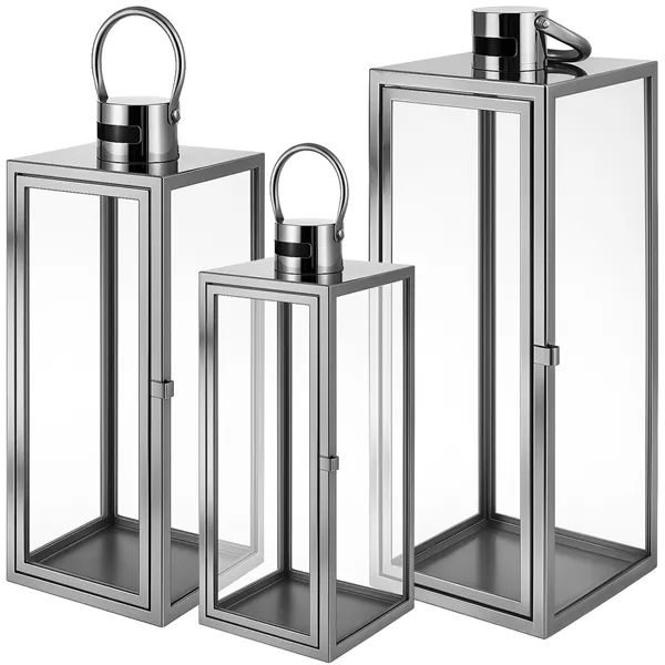 Silver lanterns 38/49/63cm 3pcs Ruhhy 26477