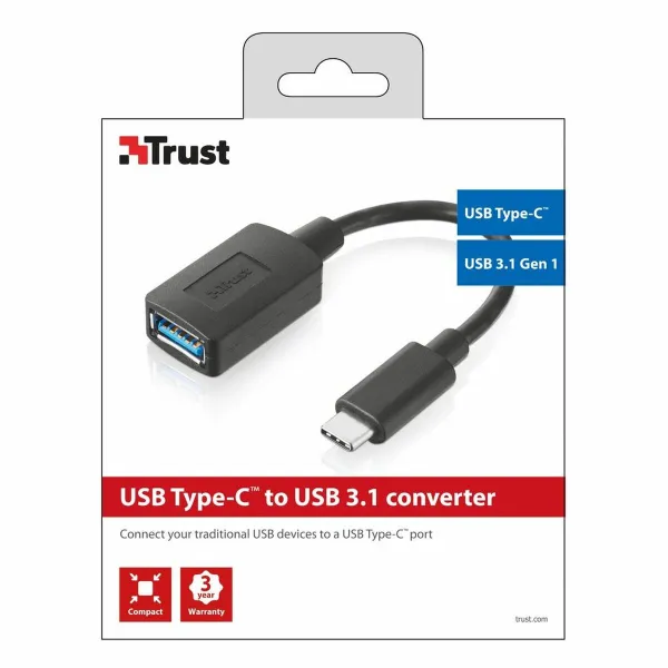 USB A - USB C kaapeli Trust 20967                Musta