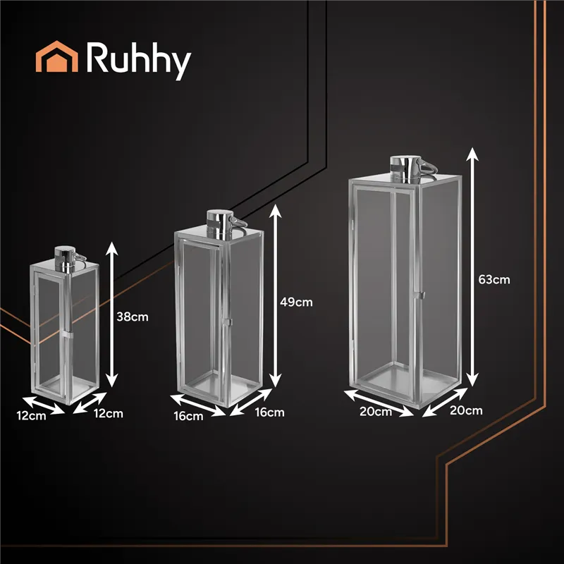 Silver lanterns 38/49/63cm 3pcs Ruhhy 26477