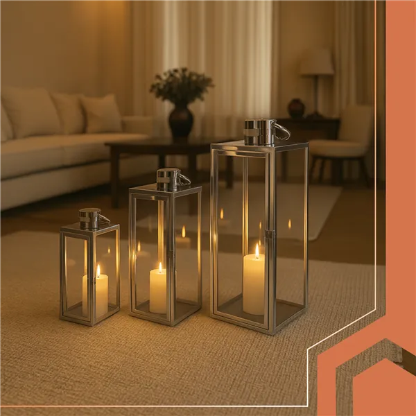 Silver lanterns 38/49/63cm 3pcs Ruhhy 26477