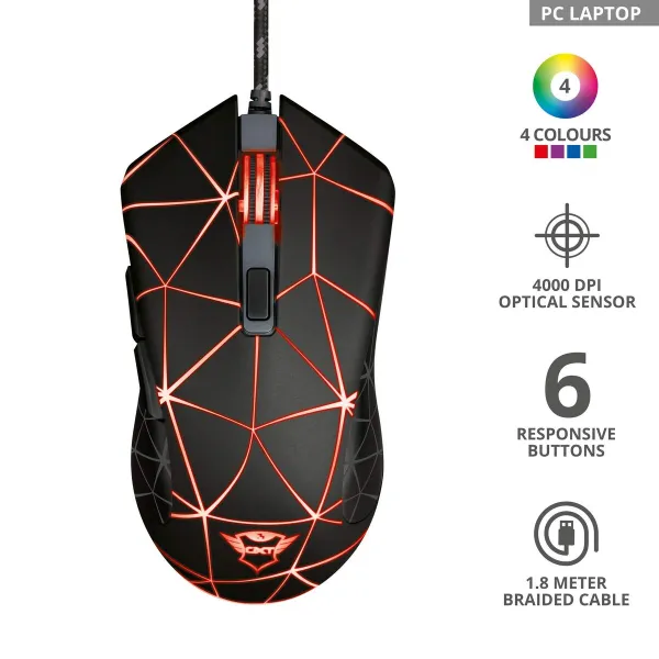 Gaming Mouse Trust GXT 133 Locx 4000 dpi Black Red