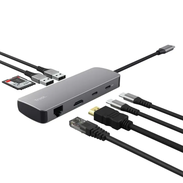 USB Centrmezgls Trust 25672 Pelēks