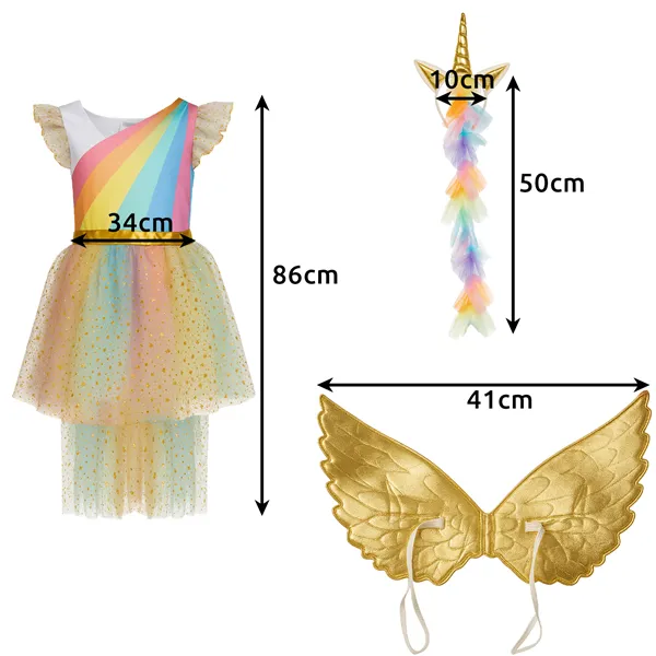 3-piece unicorn costume 110-116cm Kruzzel 26676