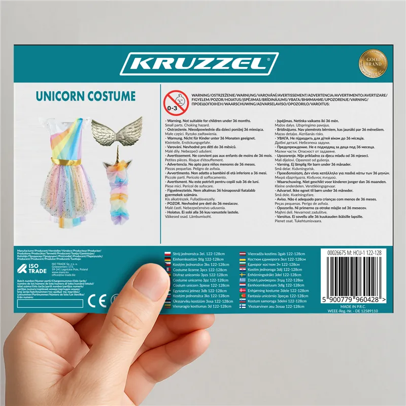 Trijų dalių vienaragio kostiumas 122-128 cm Kruzzel 26675