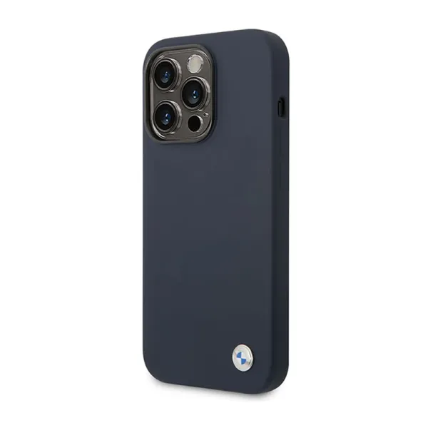 BMW Liquid Silicone Case Metal Logo MagSafe - Case for iPhone 14 Pro Max (Navy Blue)